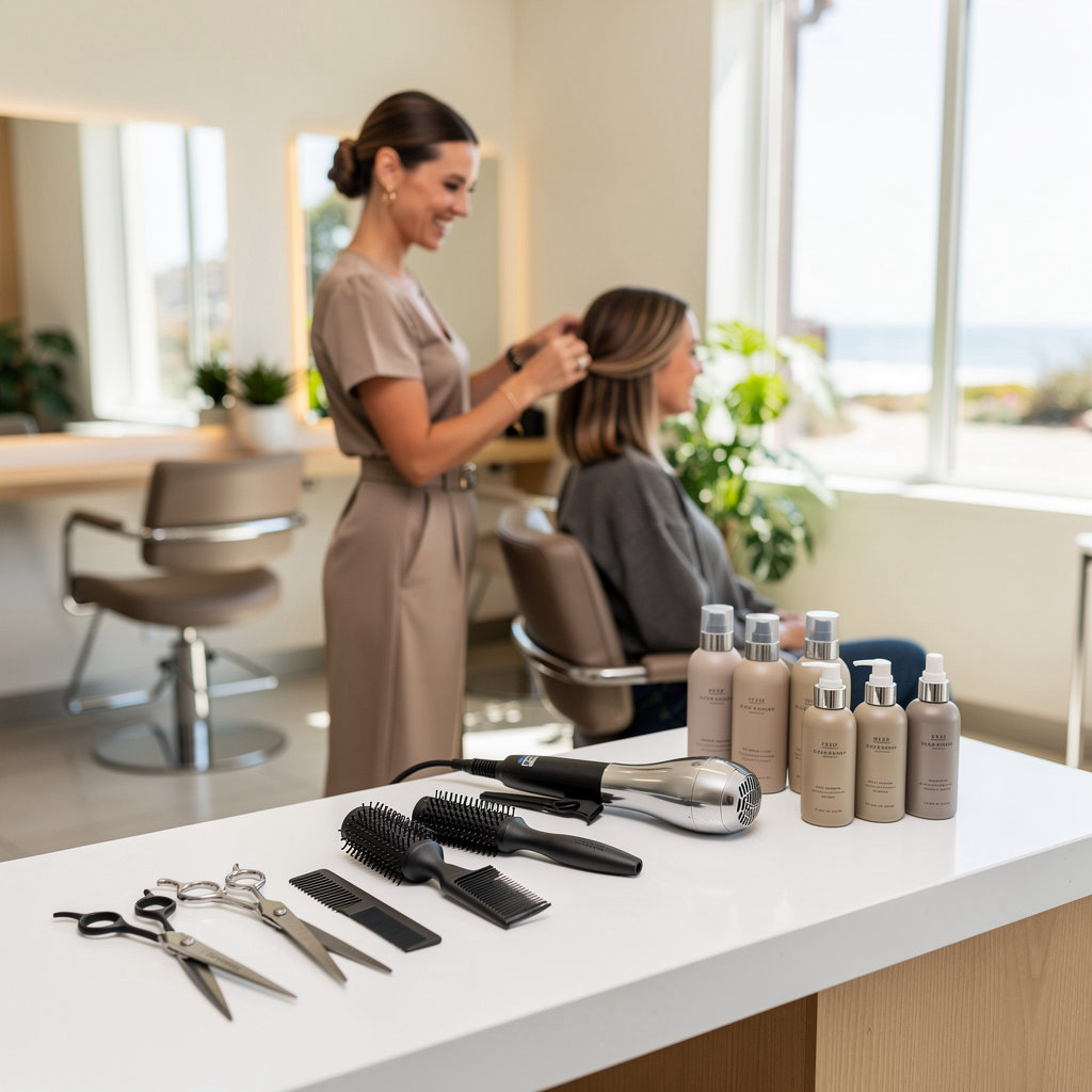 Andrea Villa Hair stylist providing expert hair coloring and cutting services in Santa Barbara salon